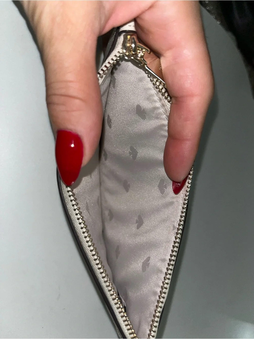 Kate Spade Cream Saffiano Zip Card Pouch Wallet